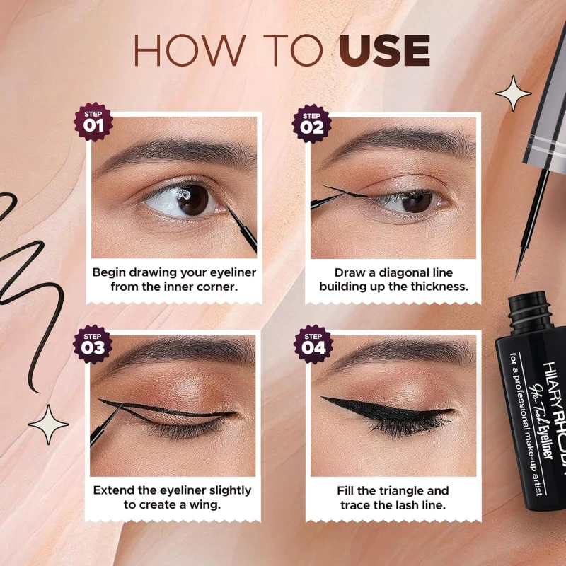 Hilary Rhoda Hi-Tech Eyeliner | Water-Proof & Smudge-Proof | Precision Tip for Women | Long-Lasting Formula | Black Intense Matte Finish | Quick-Drying Liquid | 5.5ml thumbnail 5